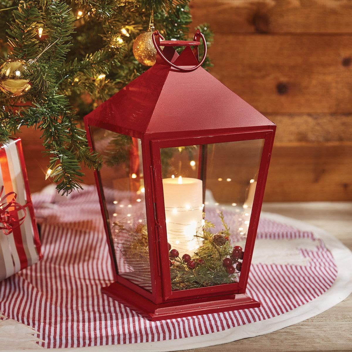 Tall Square Red Lantern With Glass - Park Designs - The Fox Decor