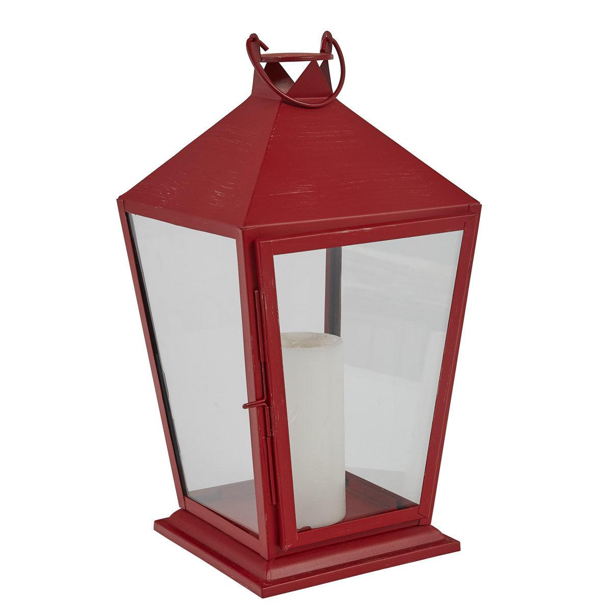 Tall Square Red Lantern With Glass - Park Designs - The Fox Decor