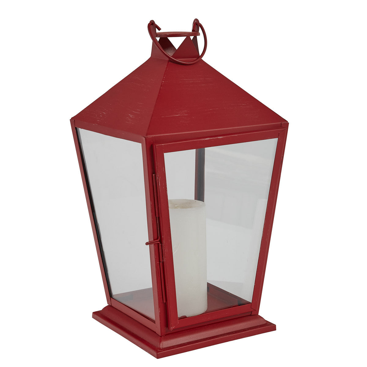 Tall Square Red Lantern With Glass - Park Designs