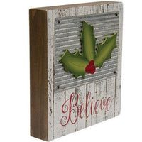 Thumbnail for Holly Jolly Box Sign, 'Peace' 'Believe' Set of 2 Christmas Decor - The Fox Decor