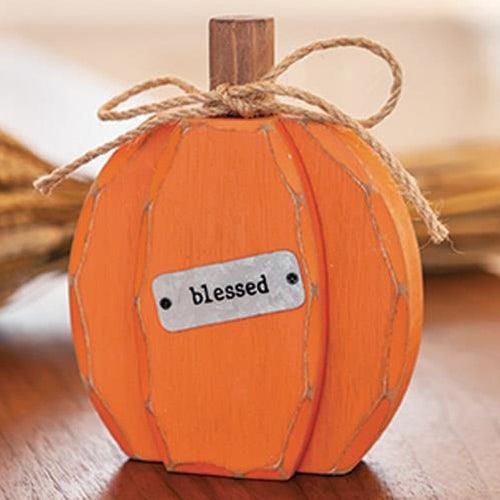 Blessed Orange Chunky Pumpkin Sitter - The Fox Decor