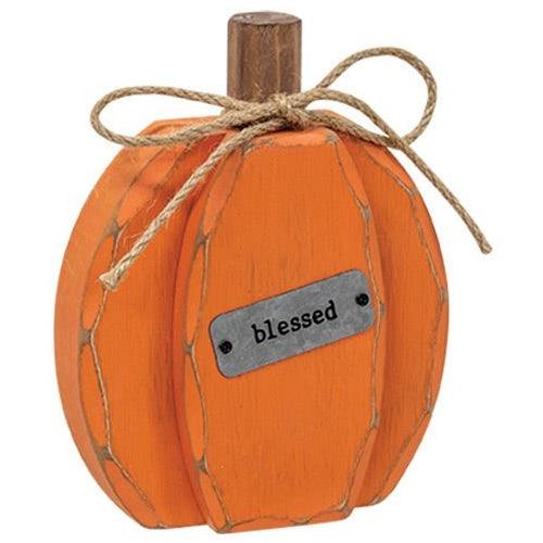 Blessed Orange Chunky Pumpkin Sitter - The Fox Decor