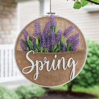 Thumbnail for Spring Lavender Burlap Sampler Wall Hanger - The Fox Decor