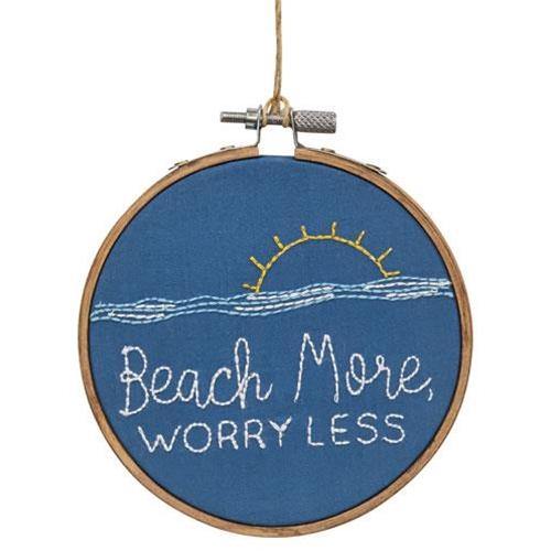 Beach More, Worry Less Sampler Ornament - The Fox Decor