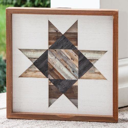 Framed Natural Barn Quilt, 12" - The Fox Decor