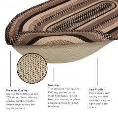Sawyer Mill Charcoal Jute Braided Rug Oval 27"x48" with Rug Pad VHC Brands - The Fox Decor