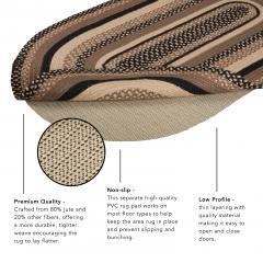 Sawyer Mill Charcoal Jute Braided Rug Oval 27"x48" with Rug Pad VHC Brands