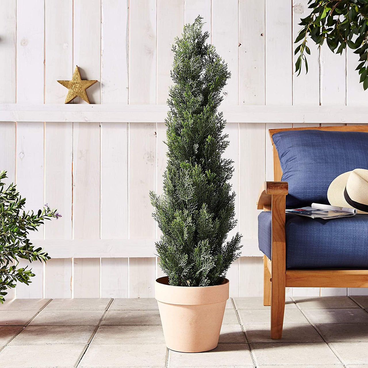 4ft. Cedar Tree Silk Tree (Indoor/Outdoor),Green - The Fox Decor