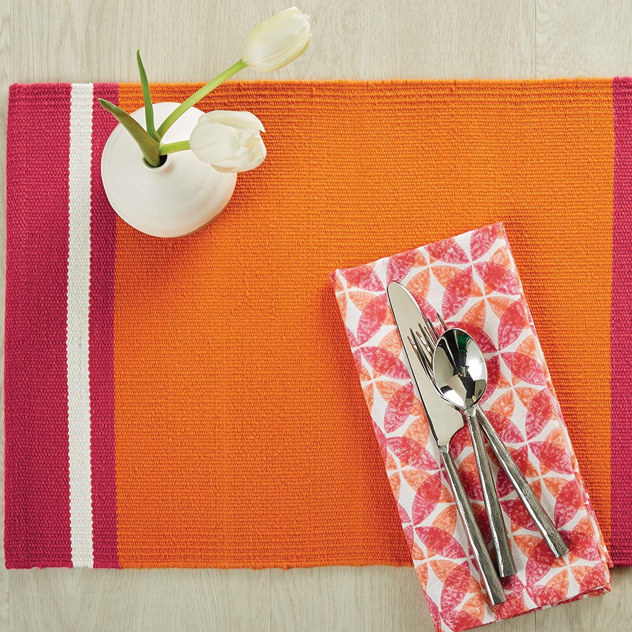 Cargo Stripe Placemat - Tangerine Set Of 6 Park Designs - The Fox Decor