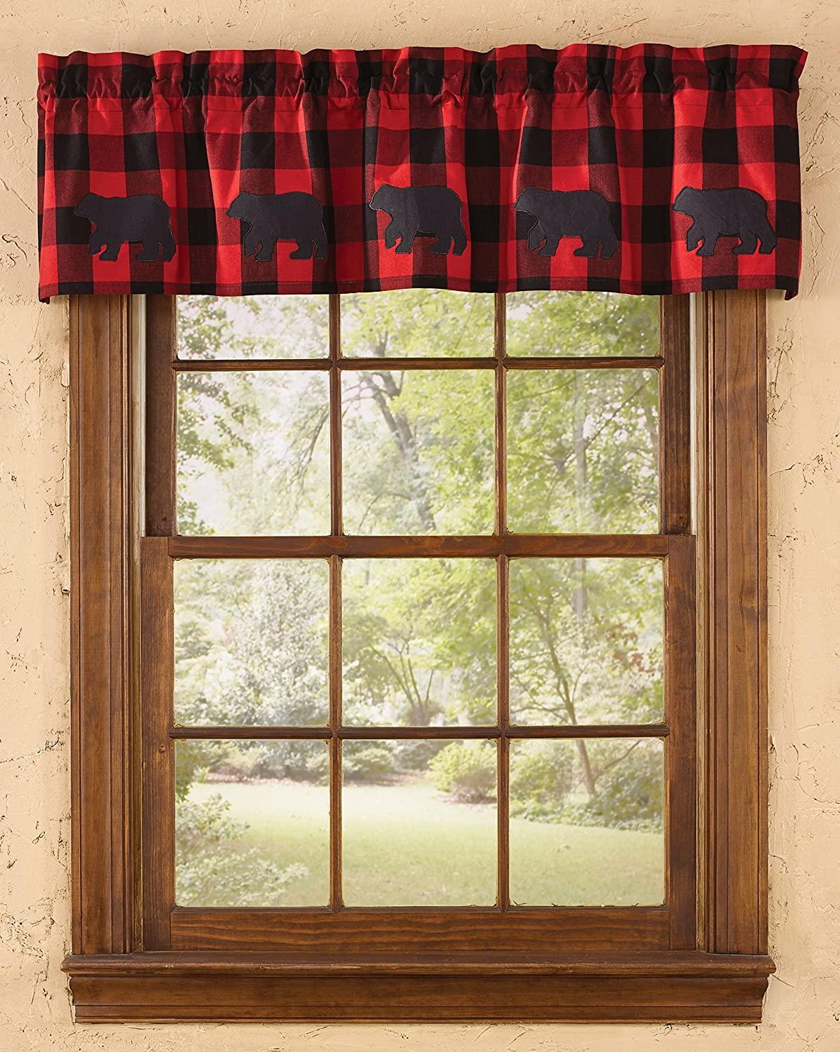 Buffalo Check Bear Applique Lined Valance Park Designs