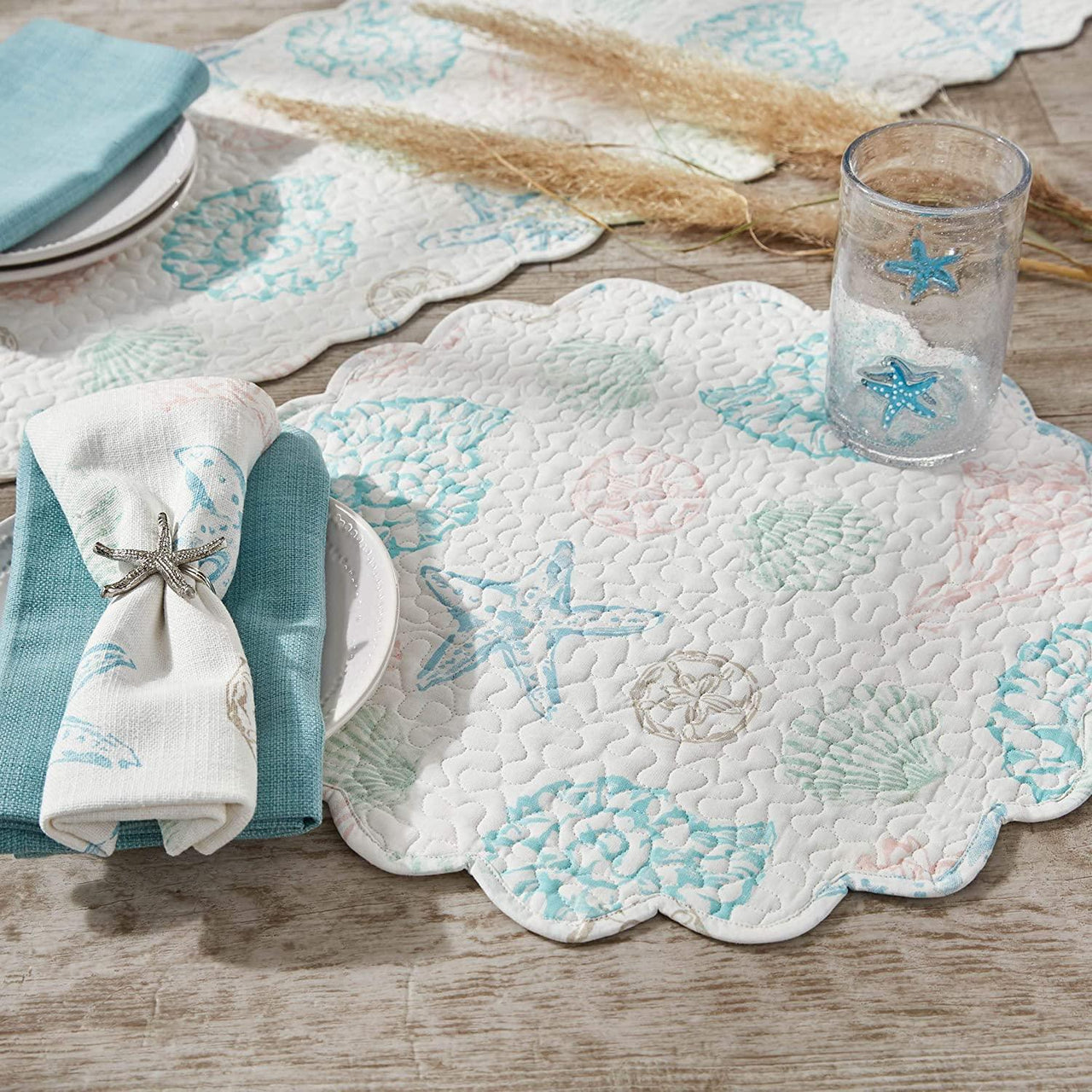 Beachcomber Quilted Round Placemat - Set Of 6 Park Designs - The Fox Decor