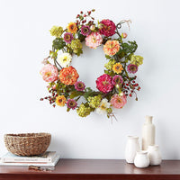 Thumbnail for Peony Wreath, 24 inches round, Mixed - The Fox Decor