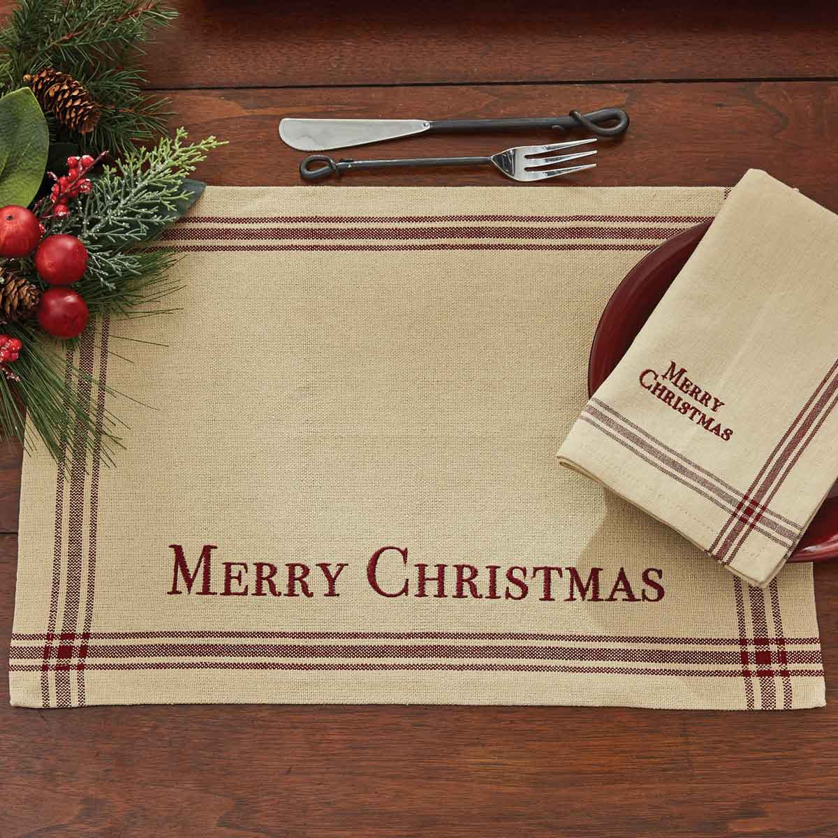 Christmas Greeting Embroidered Placemats - Set of 6 Park Designs
