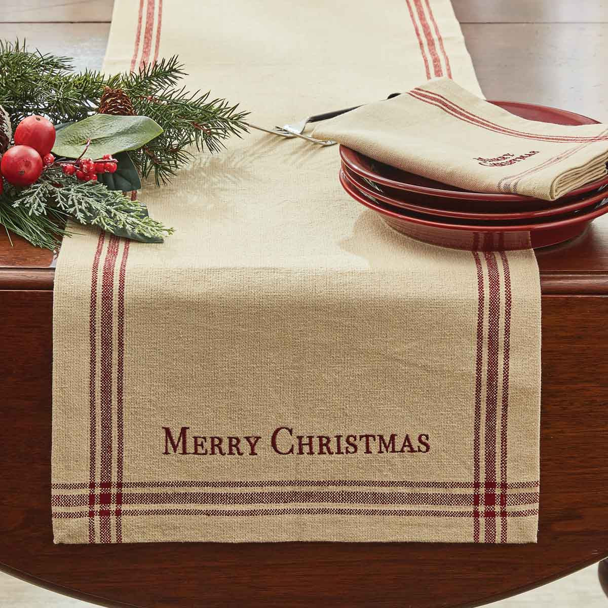 Christmas Greeting Embroidered Table Runner - 36"L Park Designs