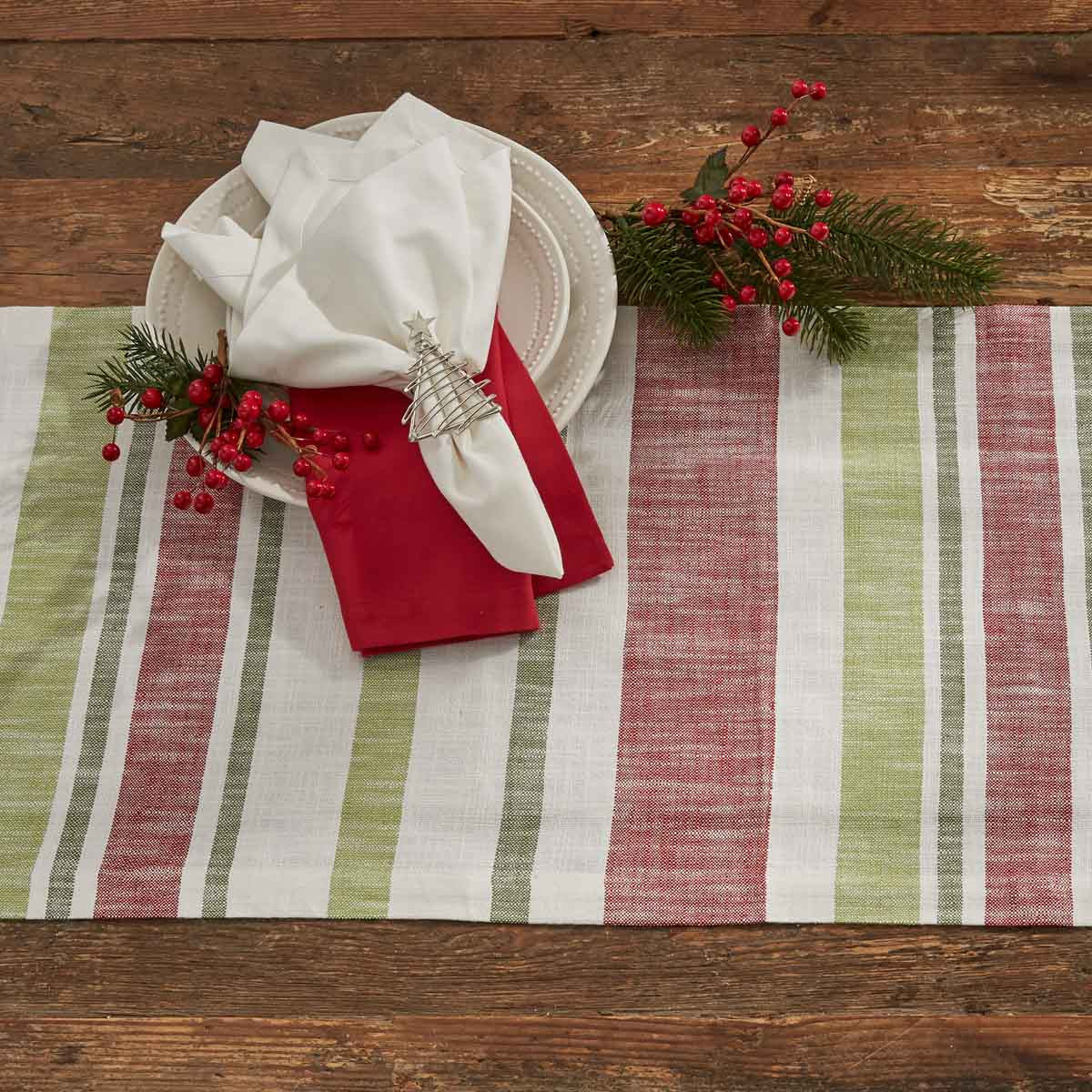 Winter Bliss Stripe Table Runner - 54"L Park Designs - The Fox Decor