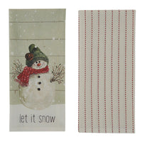 Thumbnail for Farmhouse Snowman Let It Snow Dishtowels - Set of 2 Park Designs
