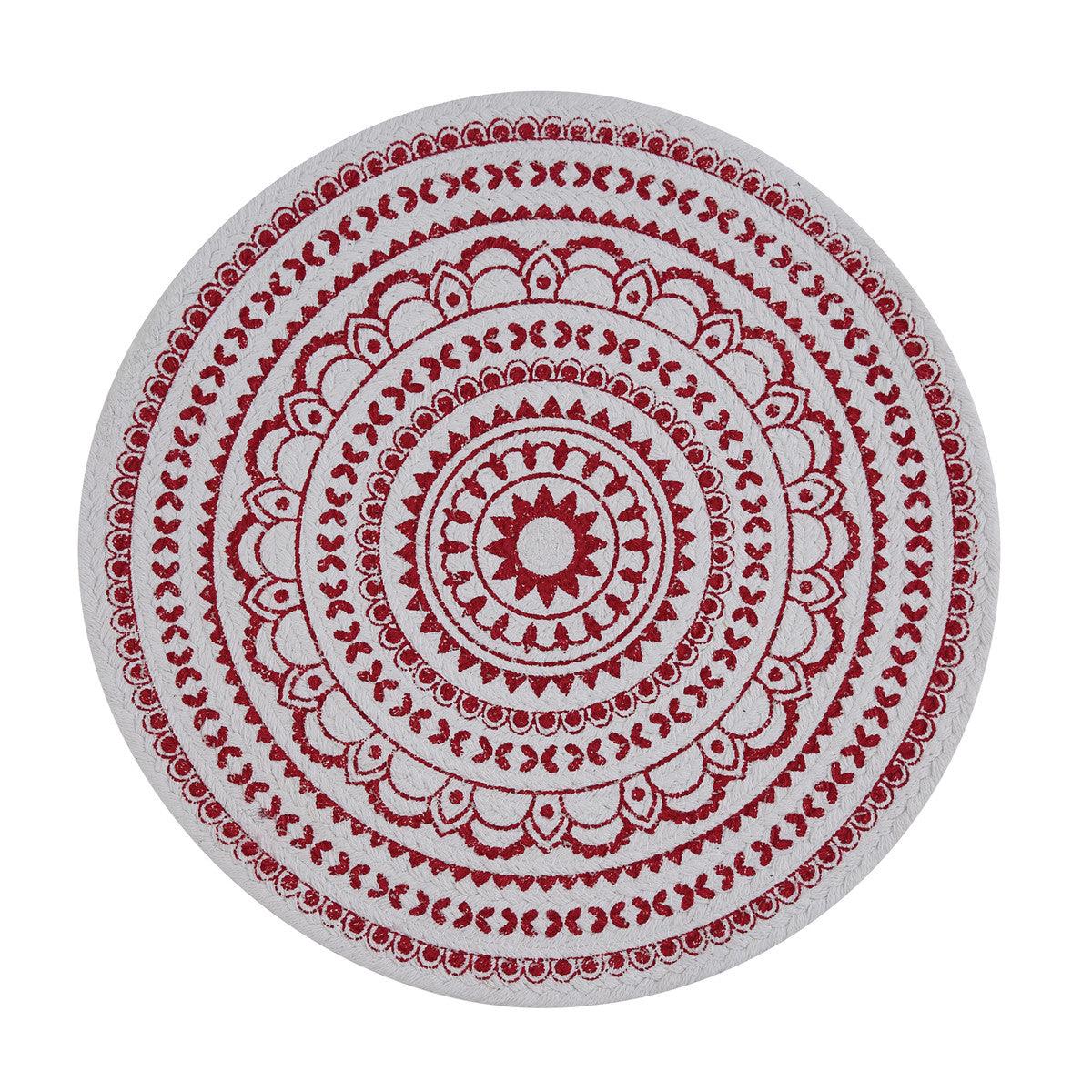 Red Medallion Printed Round Placemats - Set Of 6 Park Designs - The Fox Decor