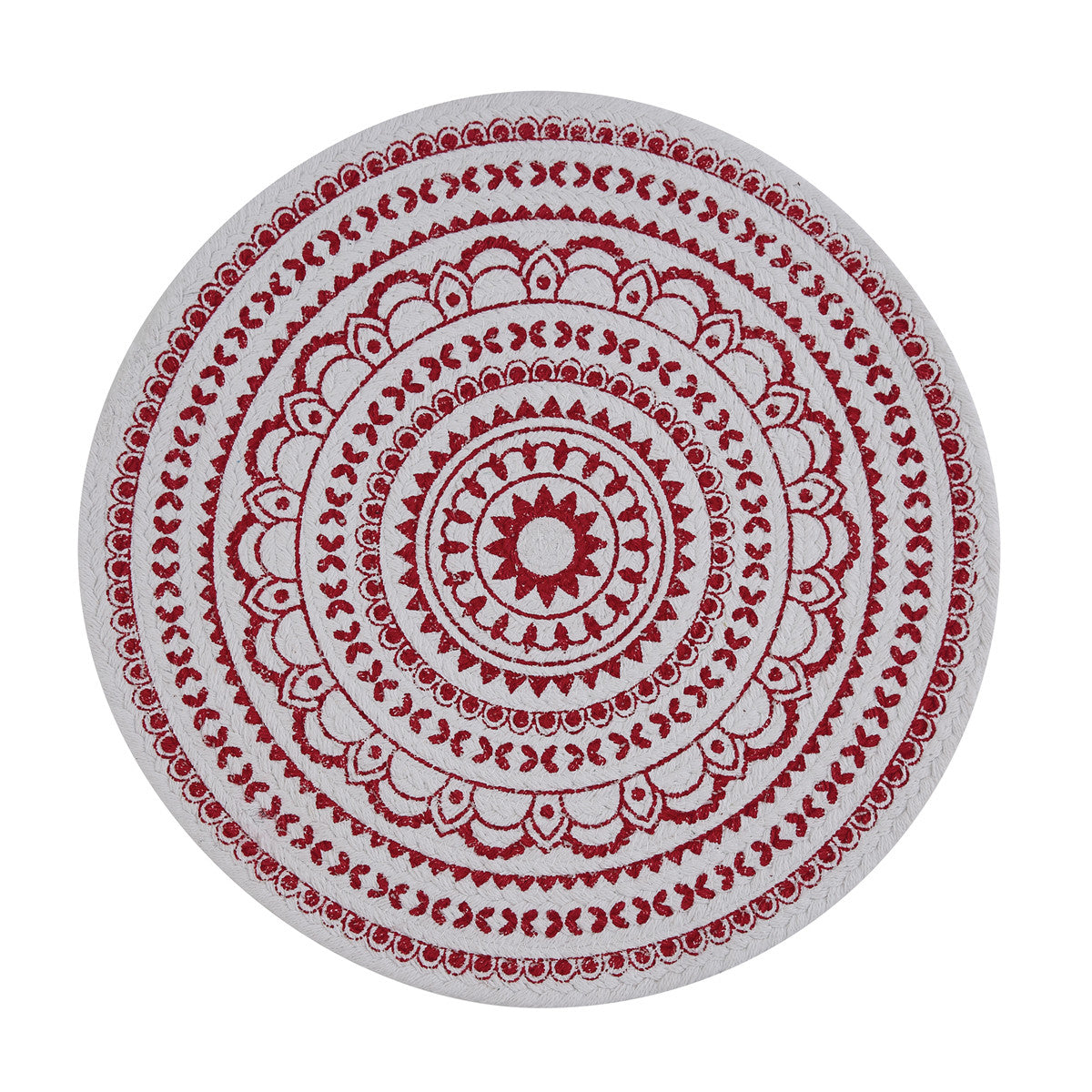 Red Medallion Printed Round Placemats - Set Of 6 Park Designs