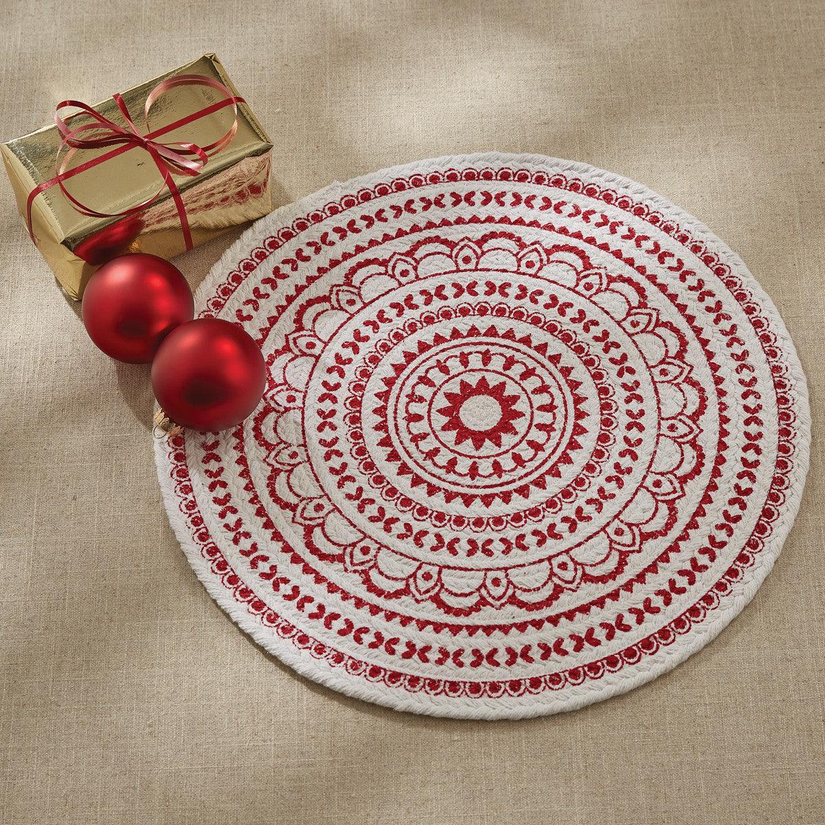 Red Medallion Printed Round Placemats - Set Of 6 Park Designs