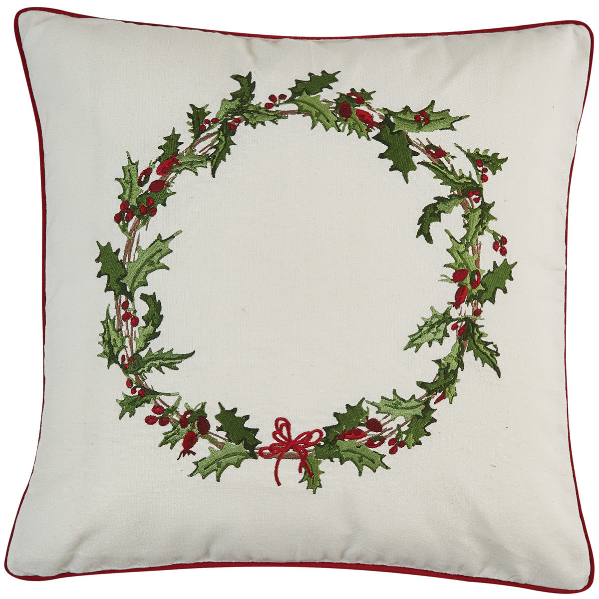 Holly And Ticking Pillow With Feather Down Insert -20" Set of 2 Park Designs