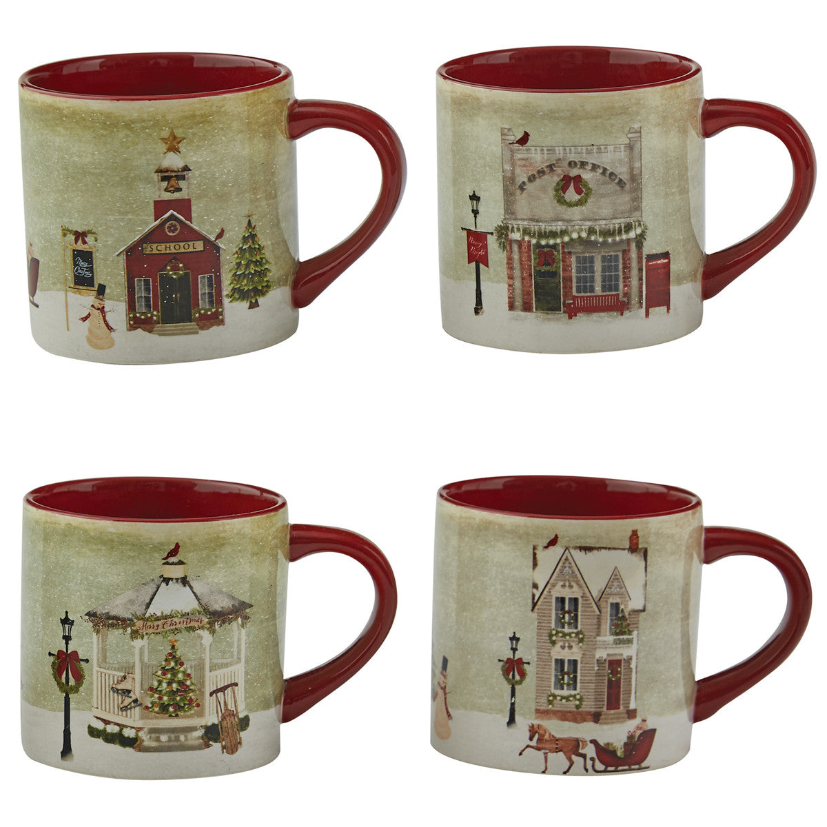 Vintage Town Square Mug Assorted - Set of 4 Park Designs