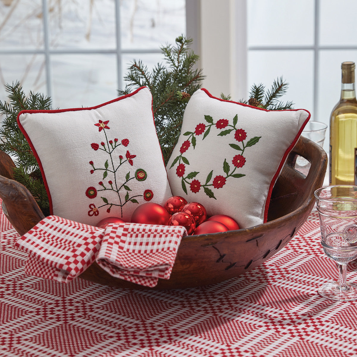 Greenhow Tartan Embroidered Wreath 10" Pillow Set of 2 Park Designs - The Fox Decor