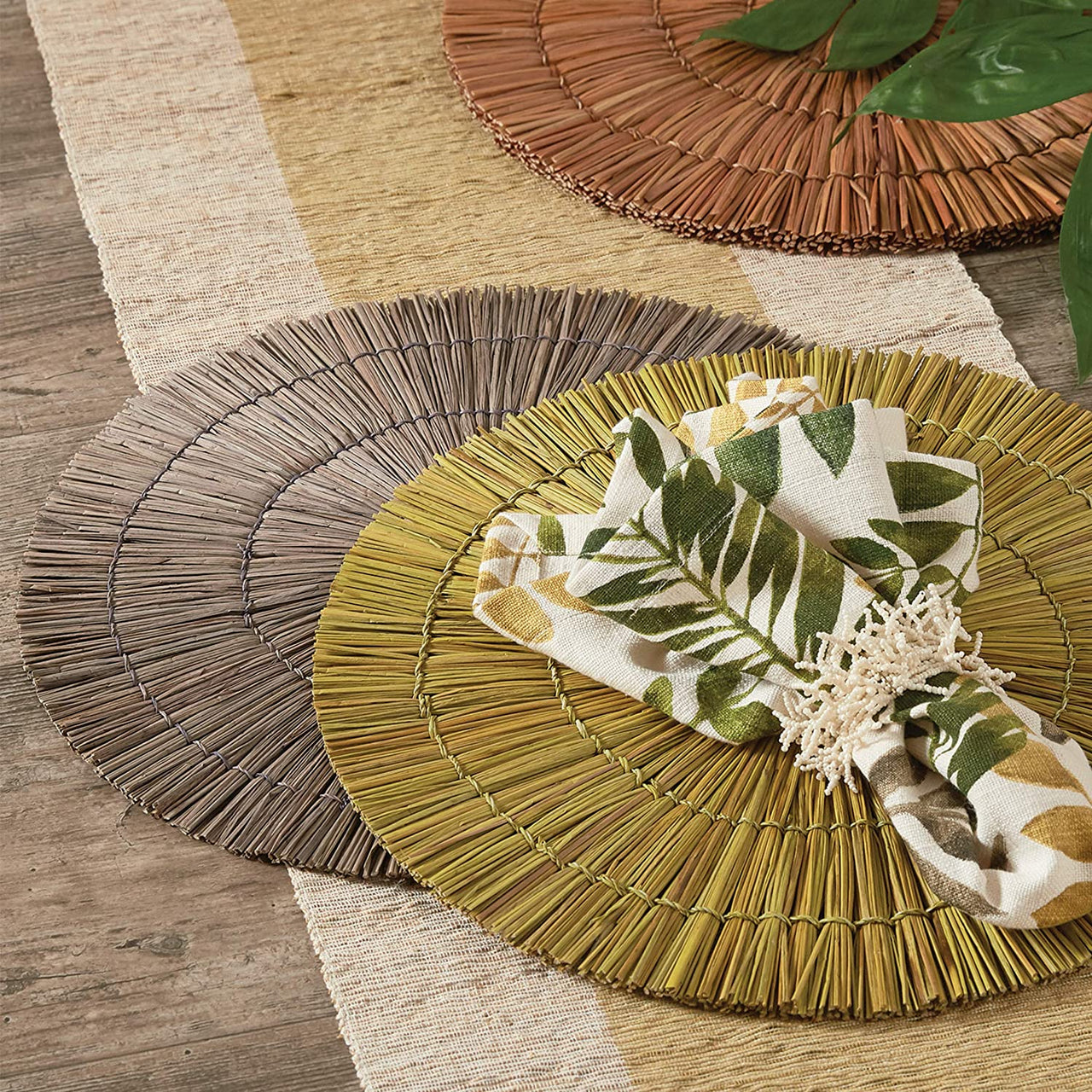 Seagrass Round Placemat - Stone Set Of 6 Park Designs