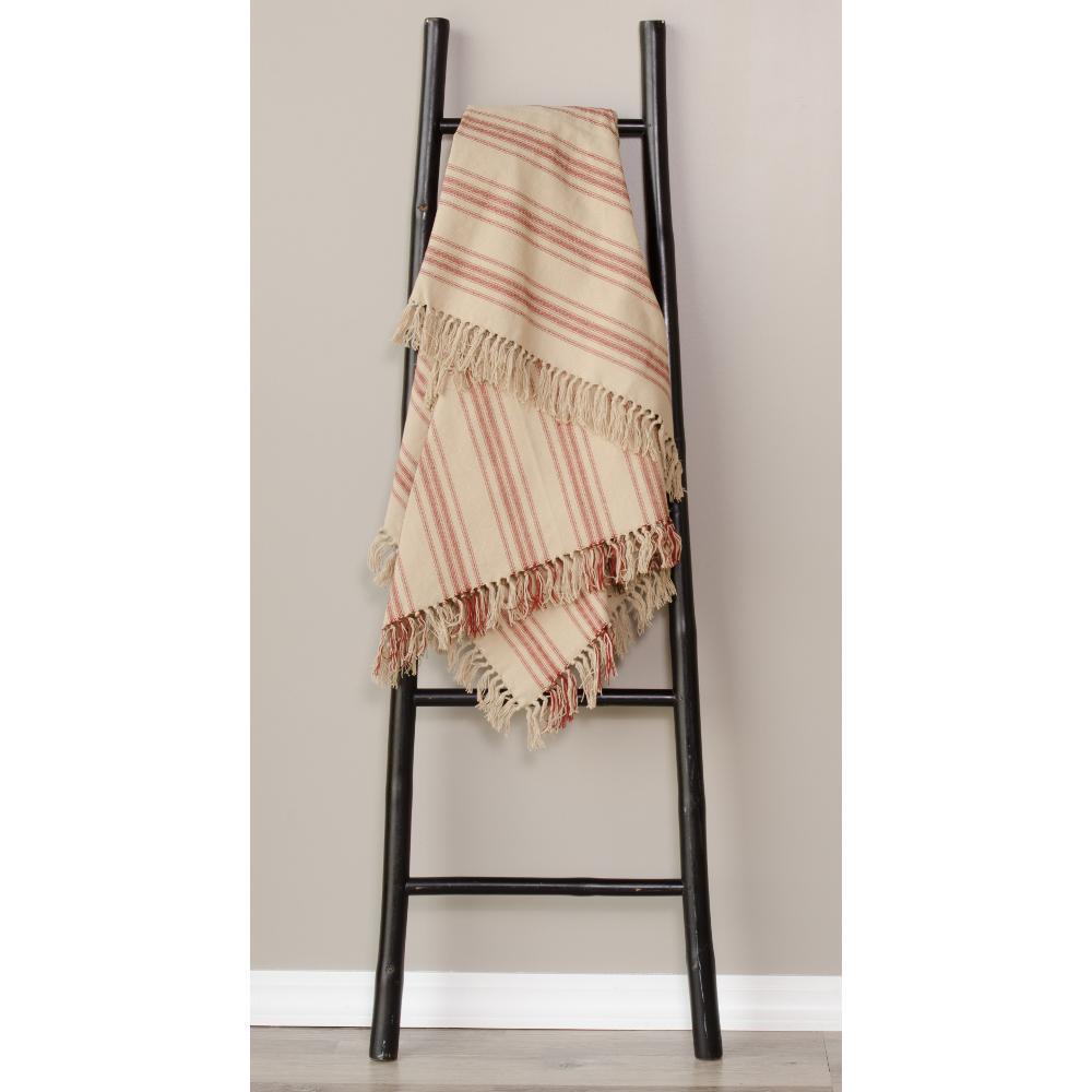 Oat Barn Red Grain Sack Stripe Afghan AF164017 - The Fox Decor