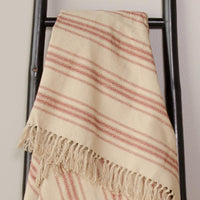 Oat Barn Red Grain Sack Stripe Afghan AF164017 - The Fox Decor