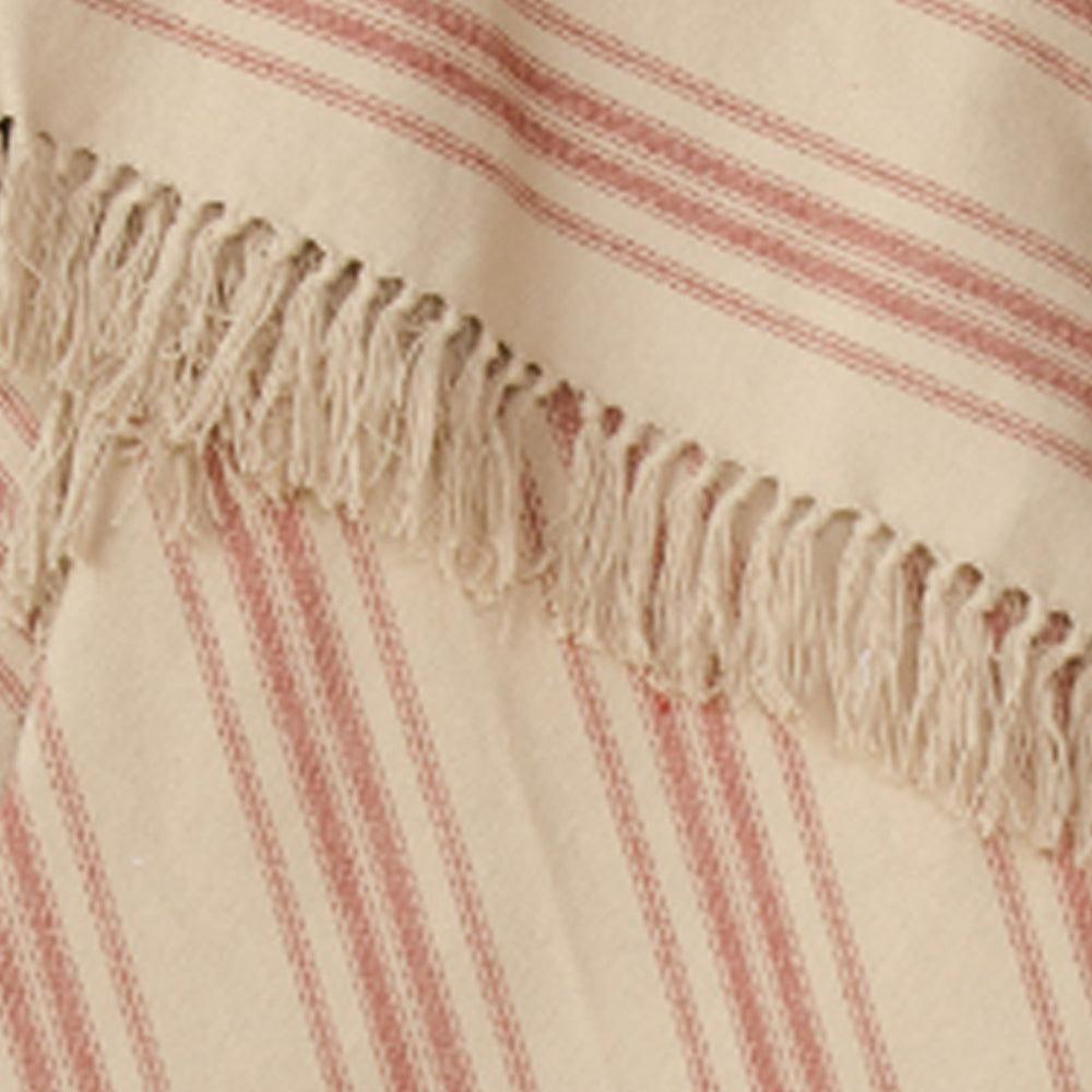 Oat Barn Red Grain Sack Stripe Afghan AF164017 - The Fox Decor