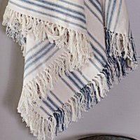 Thumbnail for Colonial Blue Cream Grain Sack Stripe Afghan AF165014 - The Fox Decor