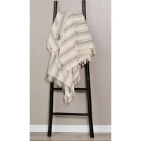 Grain Sack Stripe Pewter Cream Afghan AF165065 - The Fox Decor