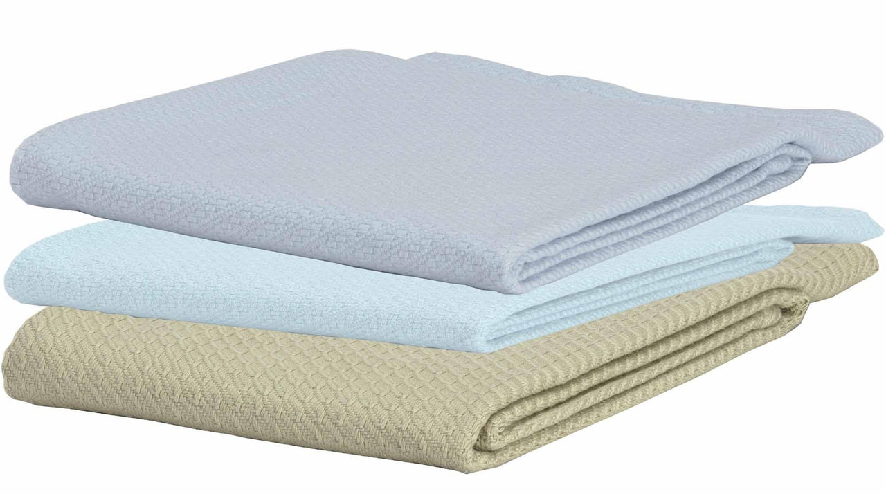 Boy Baby Blanket set of 3 48x36 (Medium Blue, Dusty Blue, Sage) VHC Brands - The Fox Decor