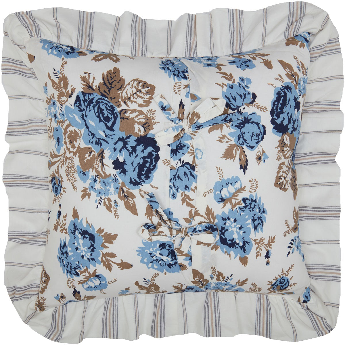 Annie Blue Floral Ruffled Pillow 18x18 VHC Brands