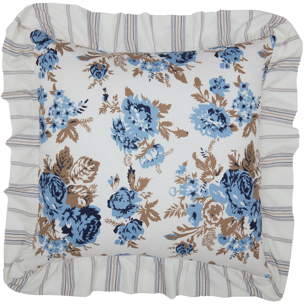 Annie Blue Floral Ruffled Pillow 18x18 VHC Brands