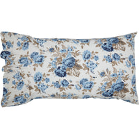 Thumbnail for Annie Blue Floral Ruffled Standard Pillow Case Set of 2 21x26+8 VHC Brands