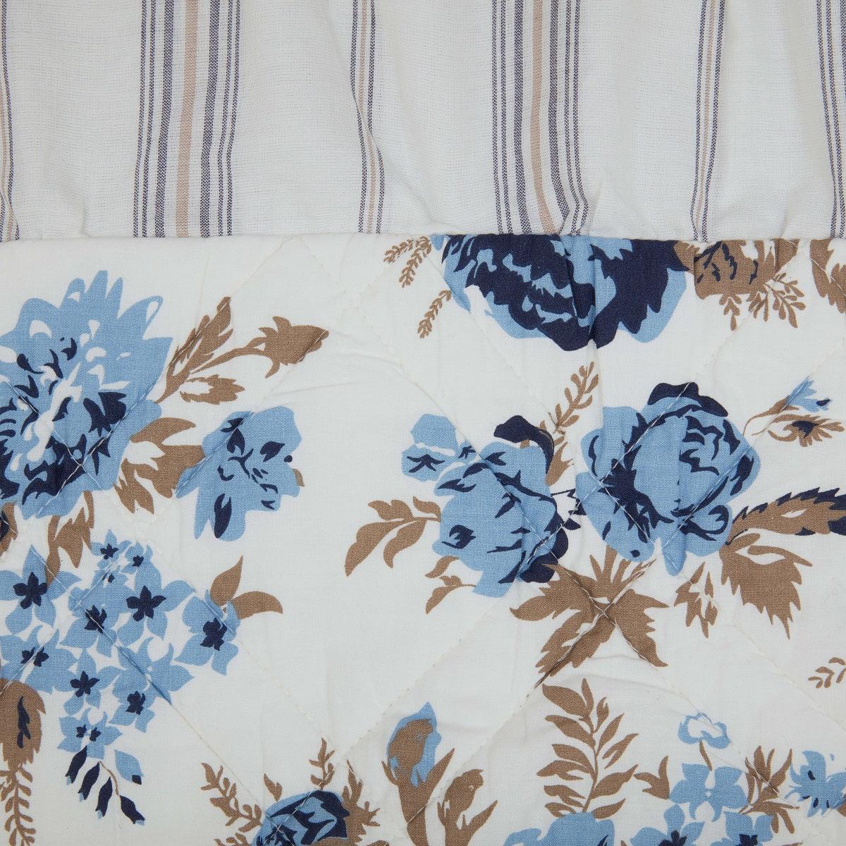 Annie Blue Floral Ruffled Standard Pillow Case Set of 2 21x26+8 VHC Brands