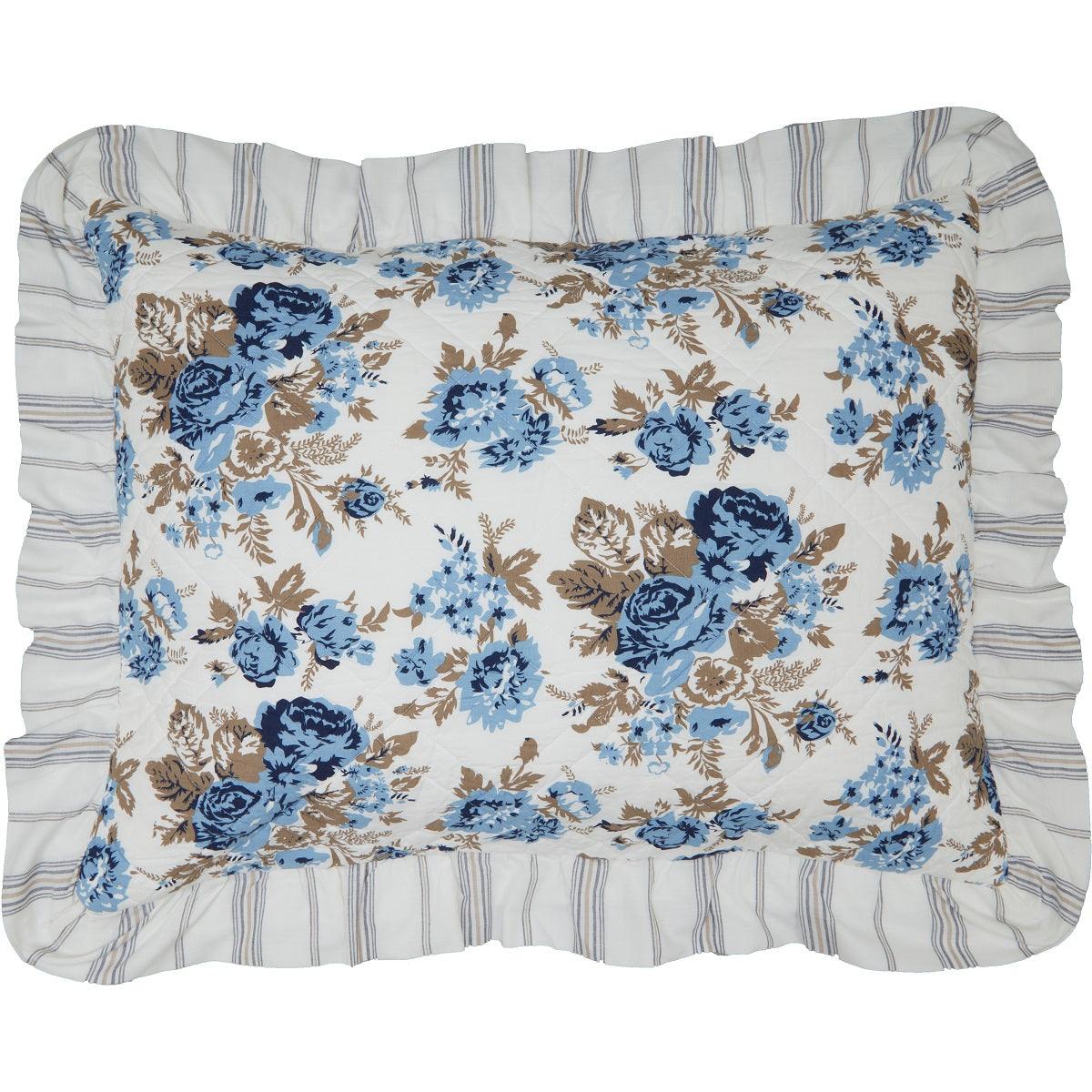 Annie Blue Floral Ruffled Standard Sham 21x27 VHC Brands