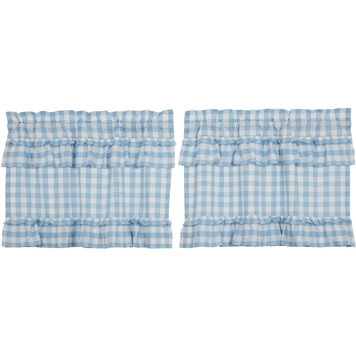 Annie Buffalo Blue Check Ruffled Tier Set of 2 L24xW36 VHC Brands - The Fox Decor