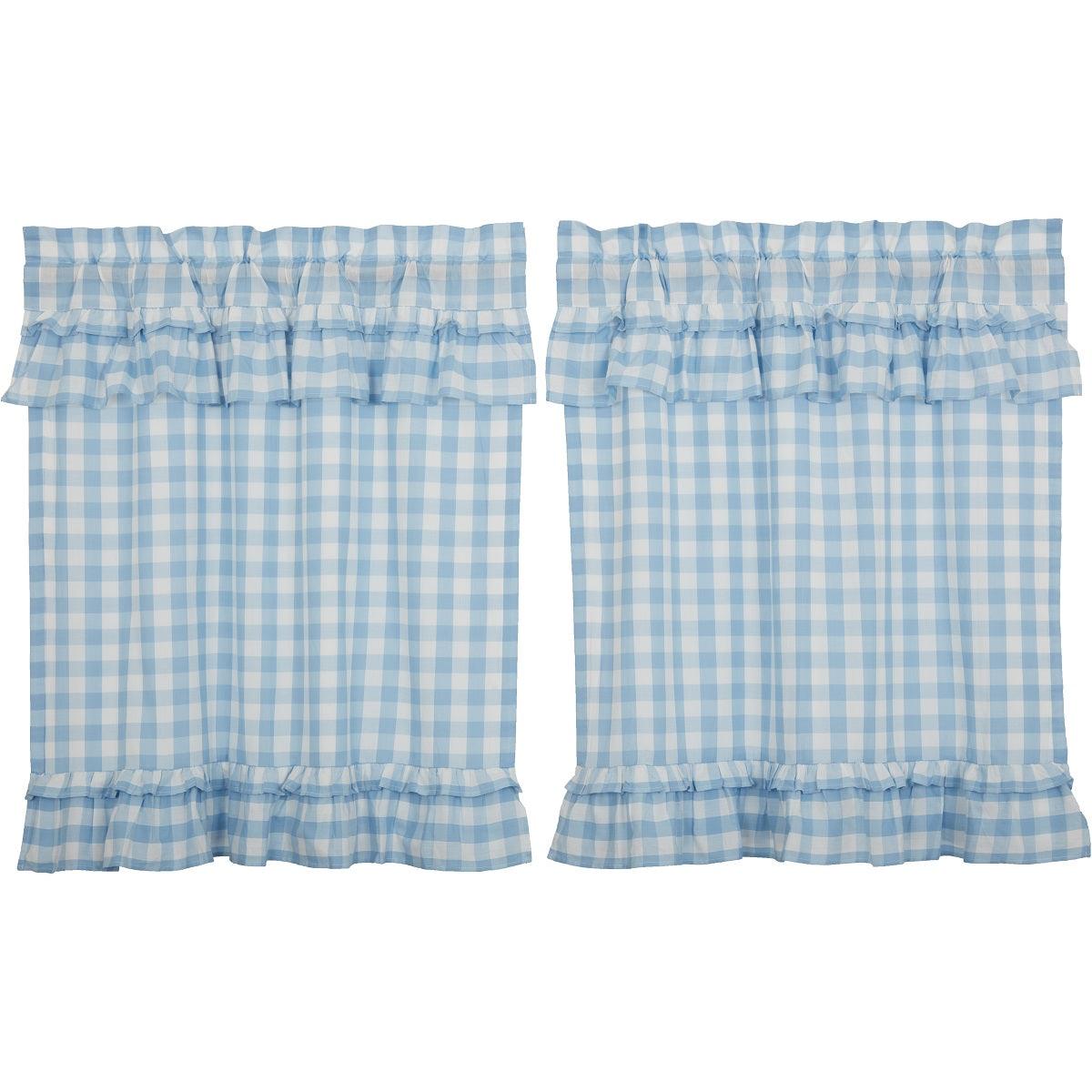 Annie Buffalo Blue Check Ruffled Tier Set of 2 L36xW36 VHC Brands - The Fox Decor