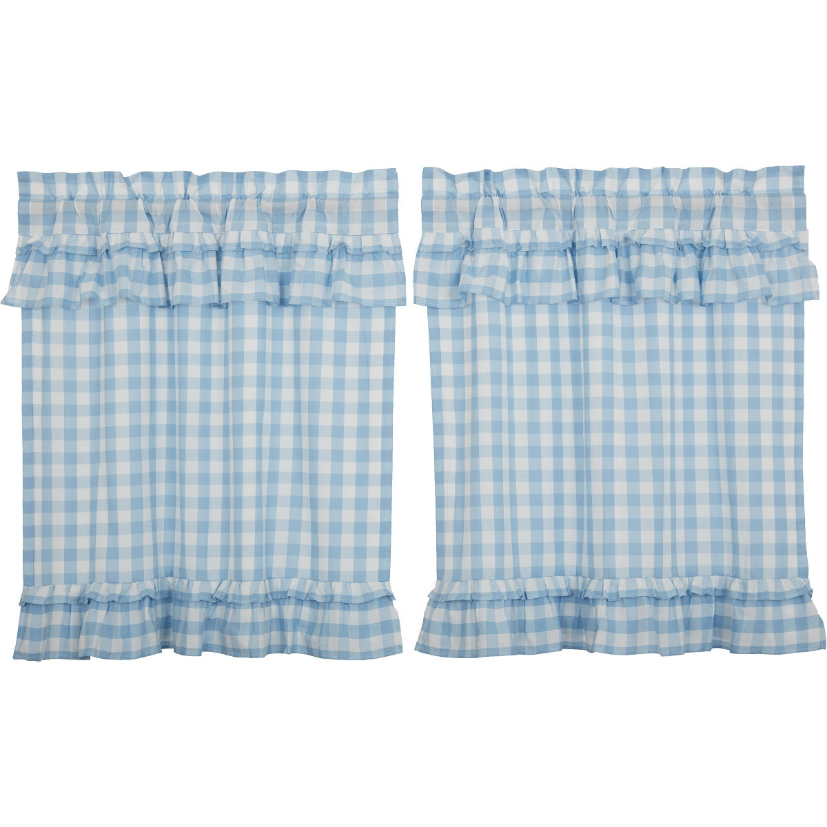 Annie Buffalo Blue Check Ruffled Tier Set of 2 L36xW36 VHC Brands