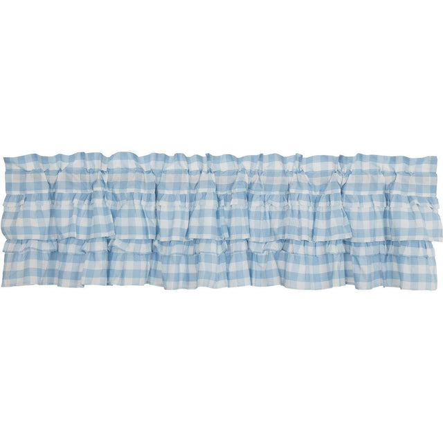Annie Buffalo Blue Check Ruffled Valance 16x72 VHC Brands - The Fox Decor