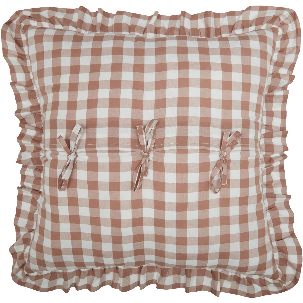 Annie Buffalo Portabella Check Ruffled Fabric Pillow 18x18 VHC Brands