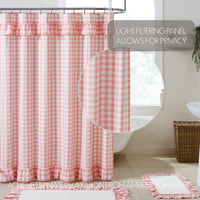 Thumbnail for Annie Buffalo Coral Check Ruffled Shower Curtain 72x72 VHC Brands