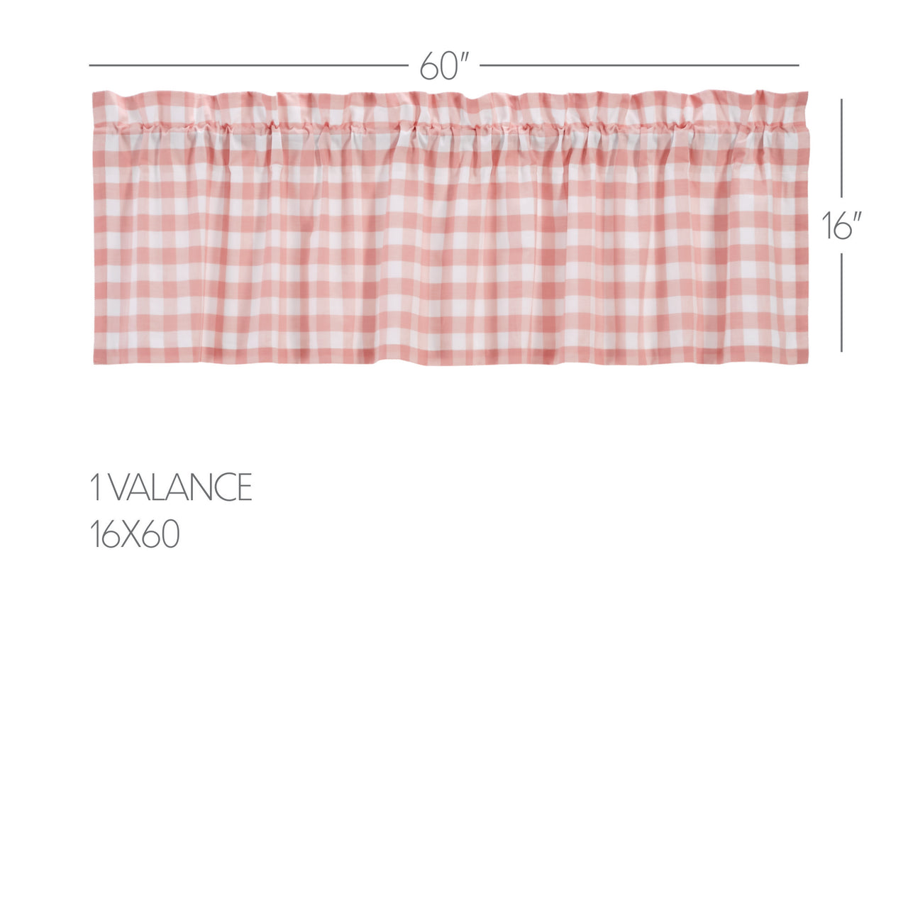 Annie Buffalo Coral Check Valance Curtain 16"x60" VHC Brands