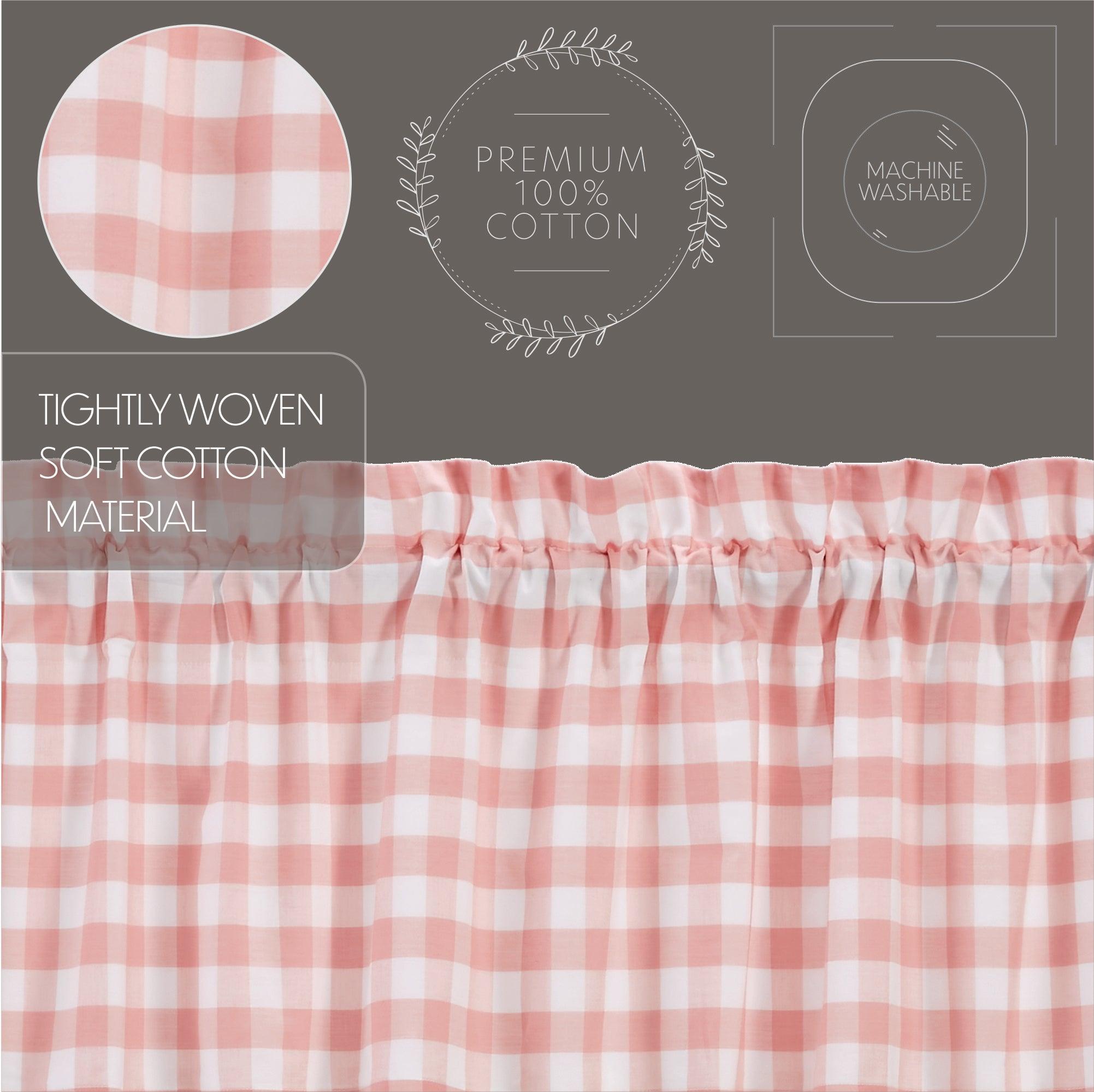 Annie Buffalo Coral Check Swag Curtain Set of 2 36x36x16 VHC Brands - The Fox Decor