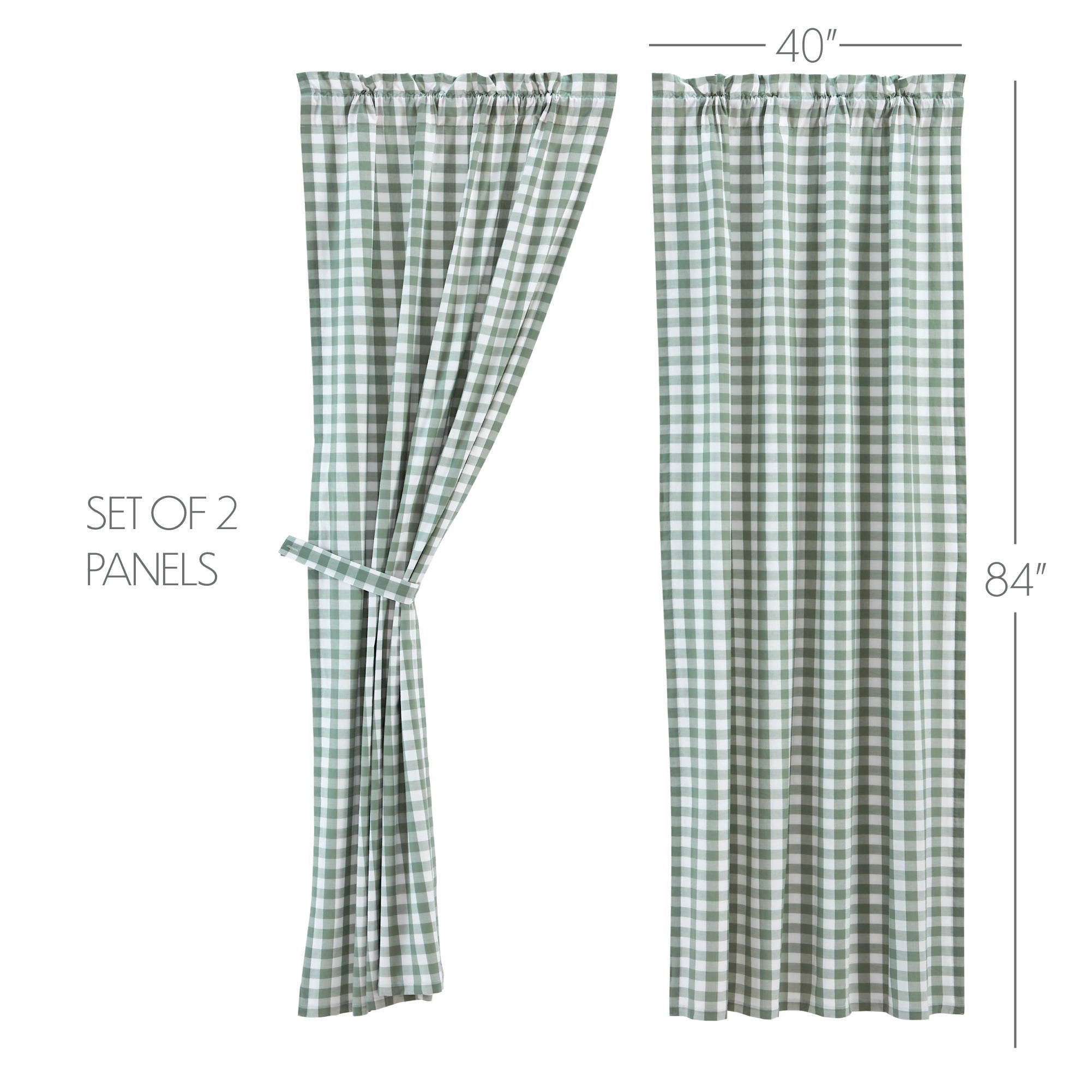 Annie Buffalo Green Check Short Panel Curtain Set of 2 84