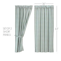 Thumbnail for Annie Buffalo Green Check Short Panel Curtain Set of 2 63