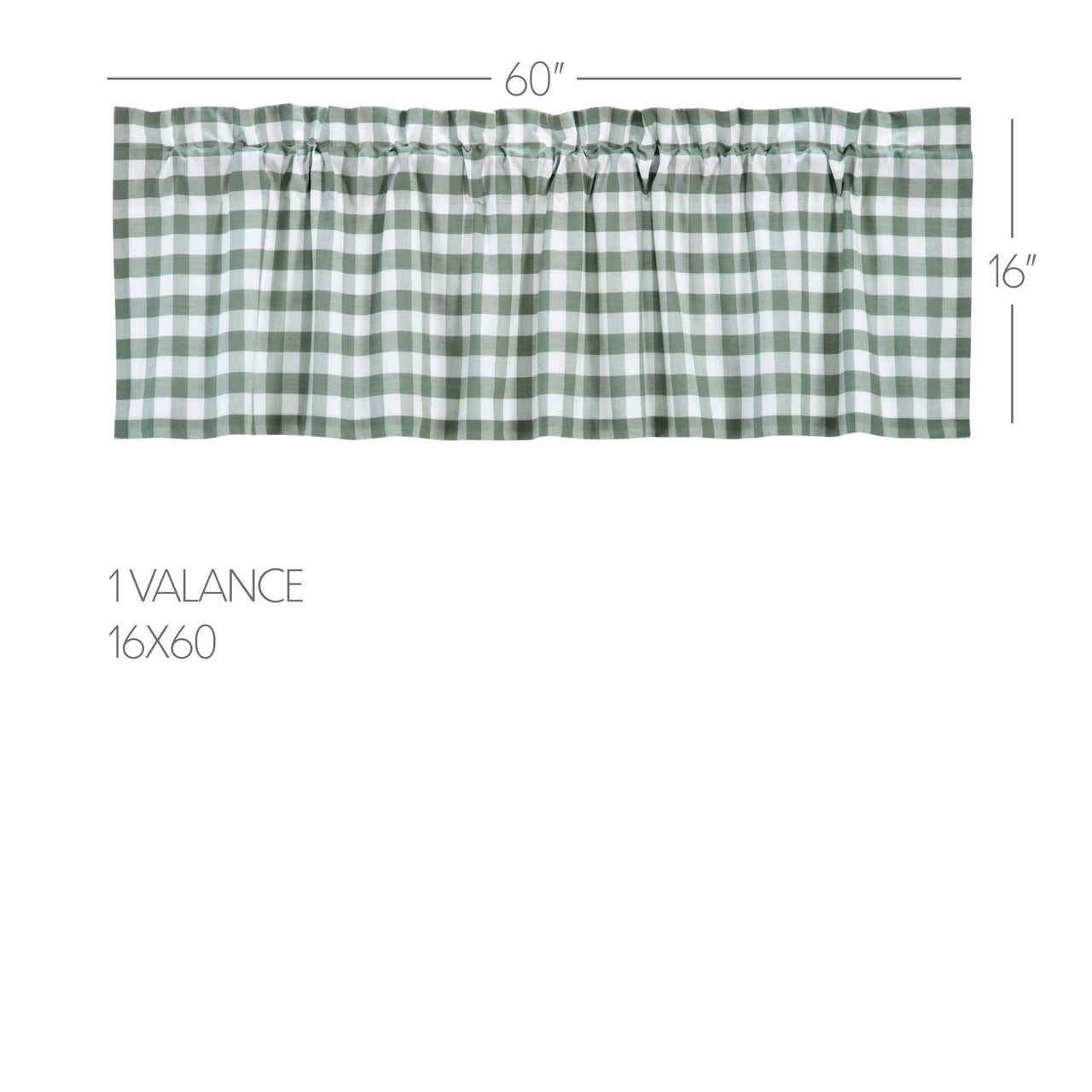 Annie Buffalo Green Check Valance Curtain 16"x60" VHC Brands
