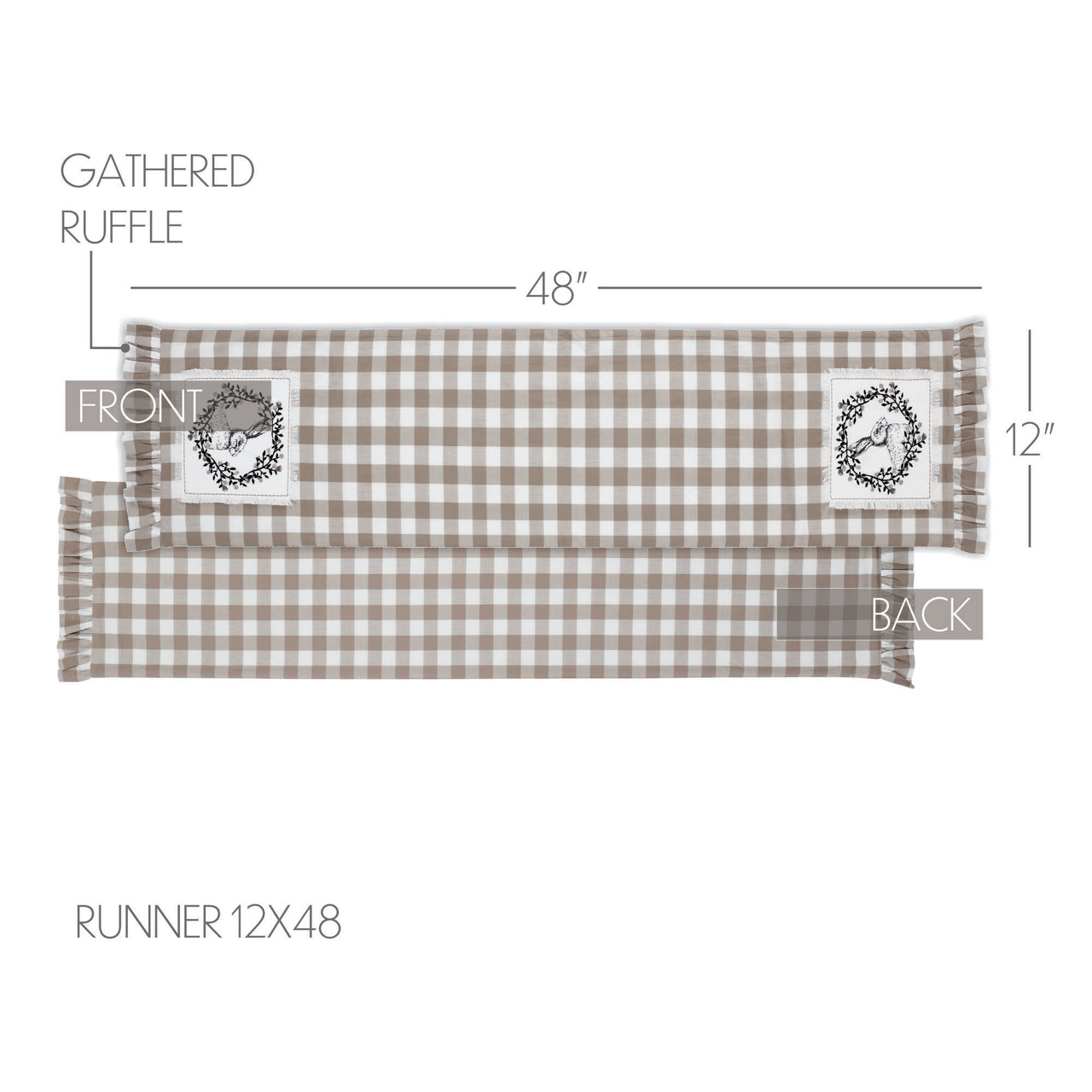 Annie Buffalo Portabella Check Vintage Hare Table Runner 12"x48" VHC Brands - The Fox Decor